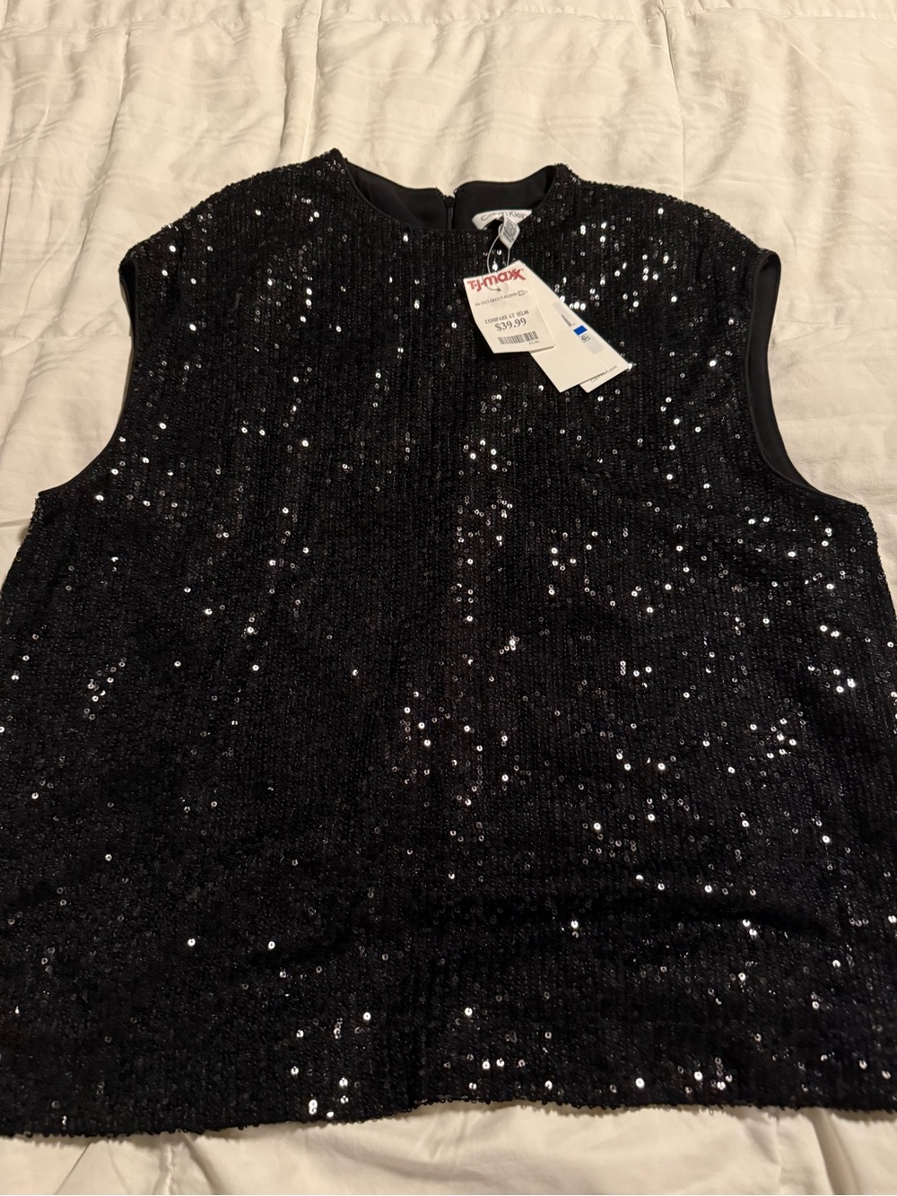 Calvin Klein Black Sequin Sleeveless Tank Top